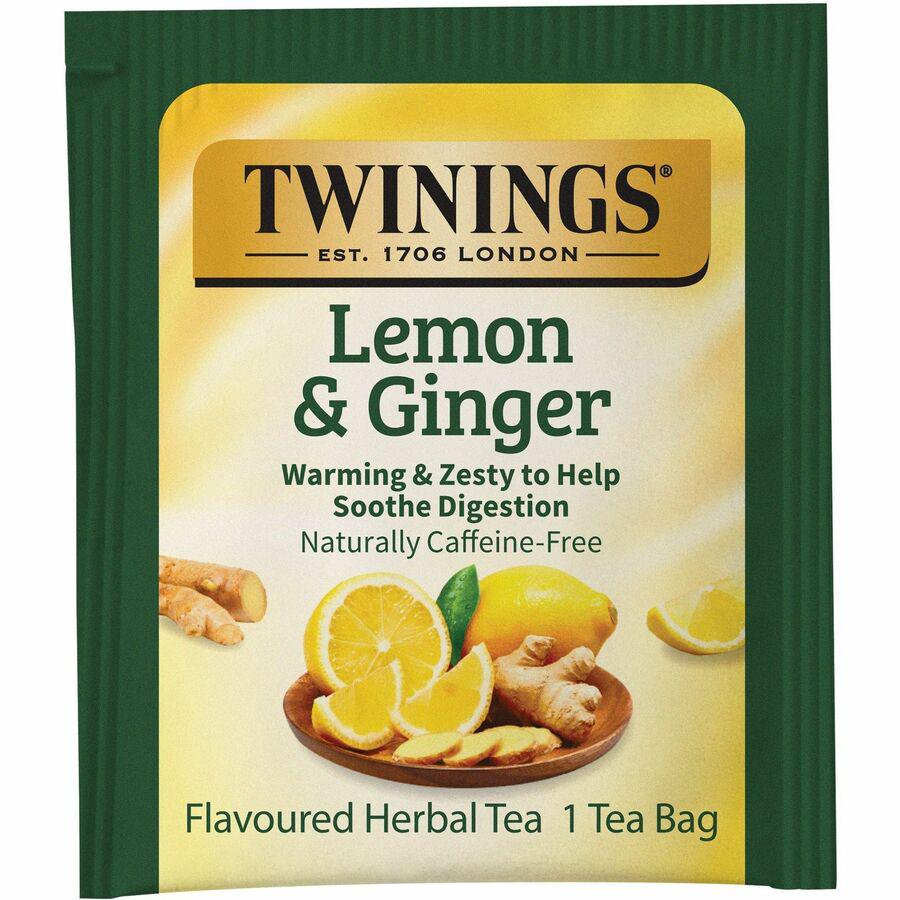 Twinings Lemon & Ginger Tea Bag - 1.3 oz - 25 / Box. Picture 5