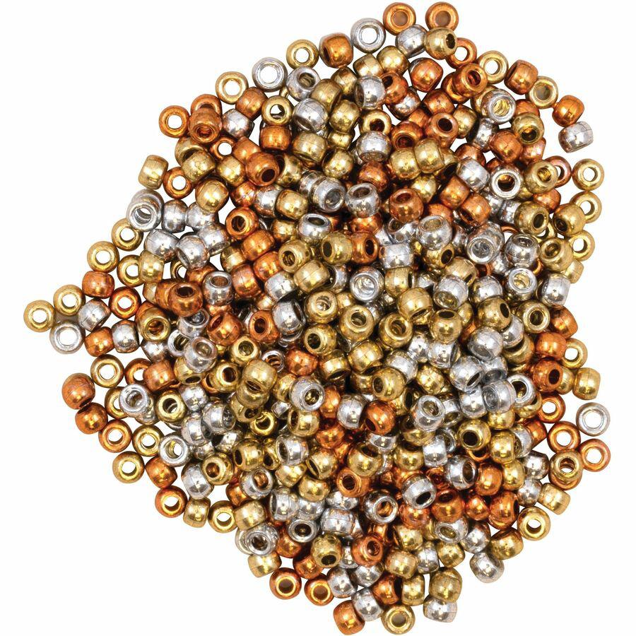 Pacon&reg; Pony Beads - Skill Learning: Arts & Crafts, Creativity - Gold, Copper, Silver. Picture 8