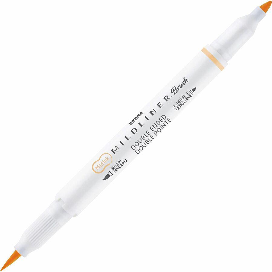 Zebra Pen Mildliner Double Ended Brush Pens - Medium Pen Point - Fine Marker Point - Brush Pen Point Style - Bullet Marker Point Style - Assorted Pigment-based Ink - White Barrel - 15 / Pack. Picture 3