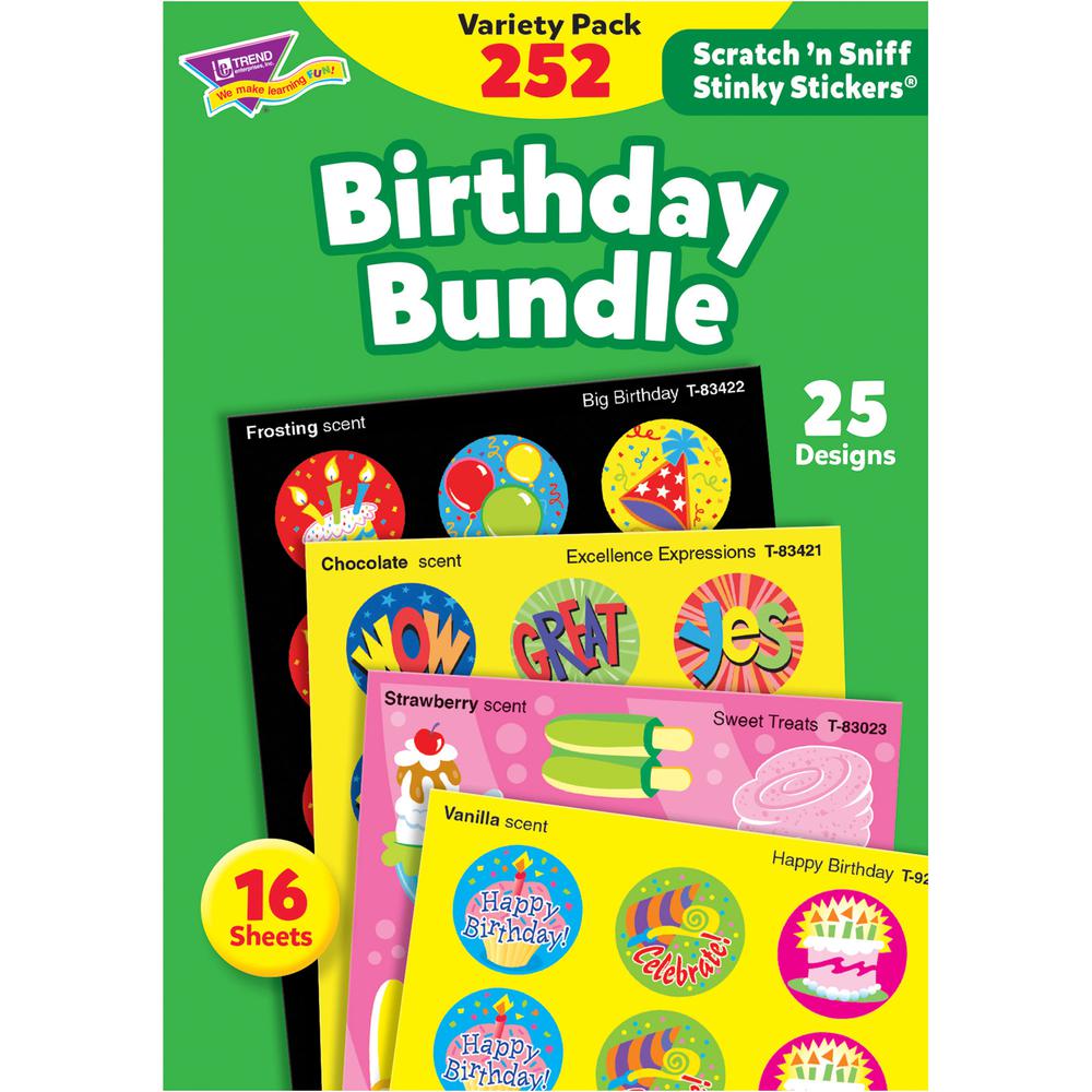 Trend Birthday Scratch 'n Sniff Stinky Stickers - Birthday Theme/Subject - Scented, Acid-free, Photo-safe, Non-toxic - 0.13" Height x 4.13" Width x 5.88" Length - Multicolor - 252 / Set. Picture 2