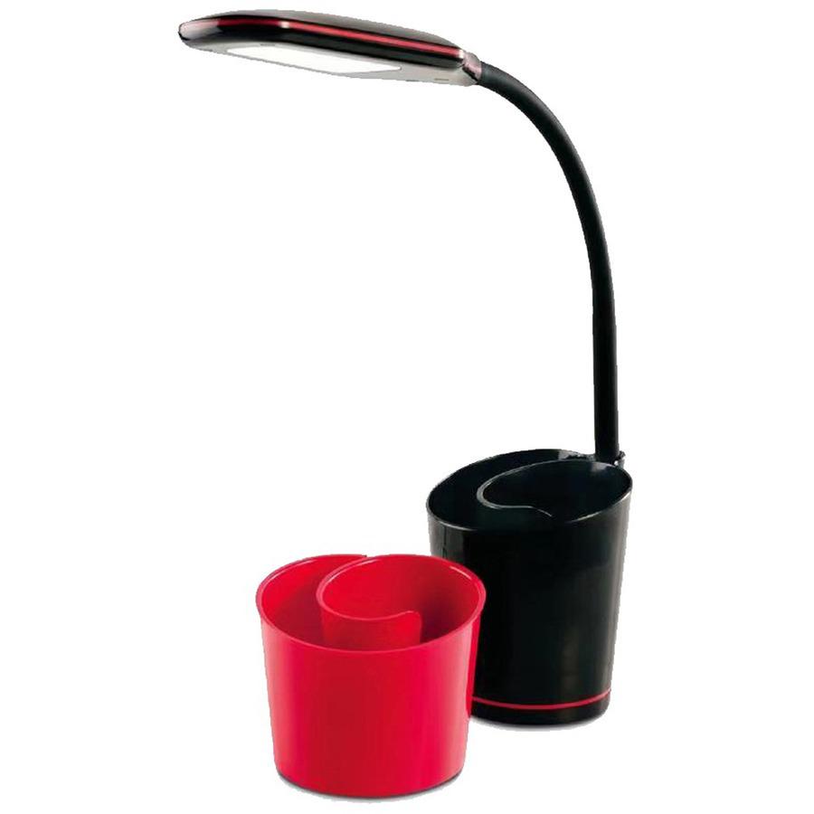 Data Accessories Company Desk Lamp - 16" Height - 5.50 W LED Bulb - Desk Mountable - Black, Red - for Office, Home, Dorm. Picture 4