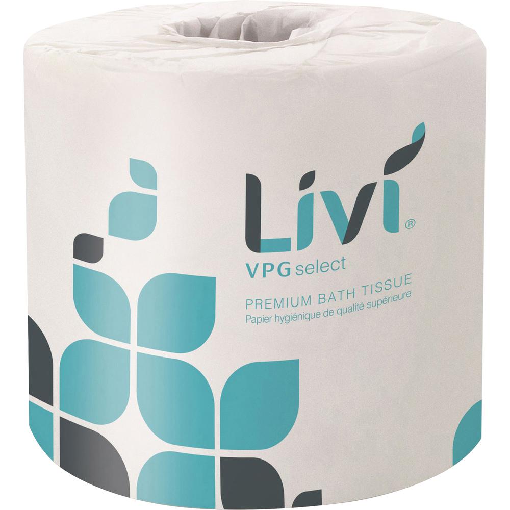 Livi VPG Select Bath Tissue - 2 Ply - 4.48" x 3.98" - 420 Sheets/Roll - Bright White - Virgin Fiber - Soft, Strong, Absorbent, Individually Wrapped - For Office Building - 60 / Carton. Picture 3