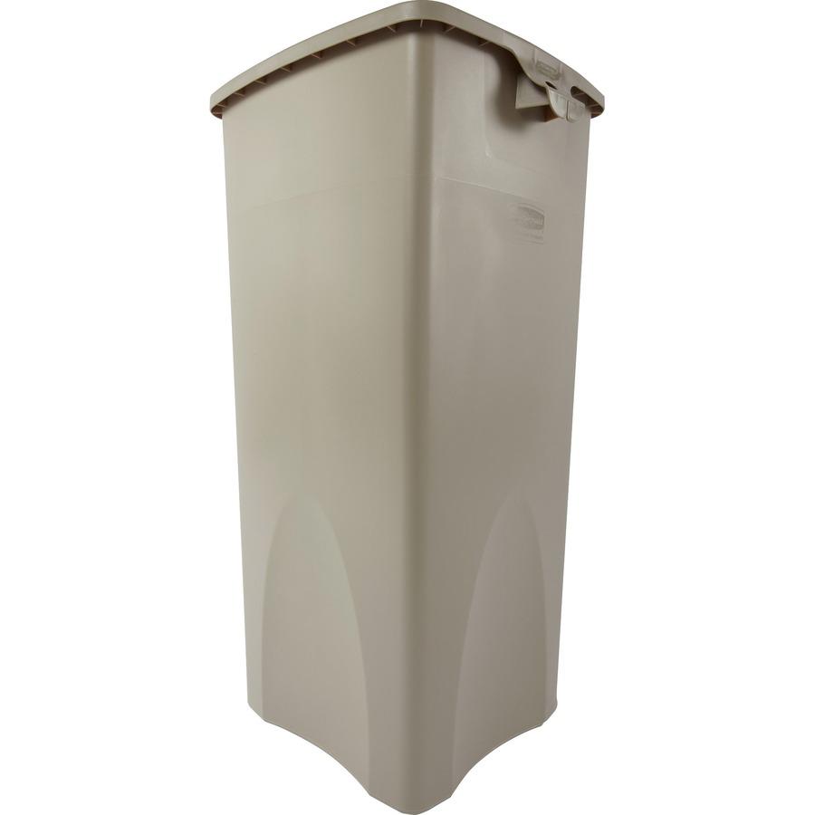 Rubbermaid Commercial Untouchable Square Container - 23 gal Capacity - Square - Durable, Crack Resistant - 32.9" Height x 16.5" Width x 15.5" Depth - Plastic - Beige - 3 / Carton. Picture 3