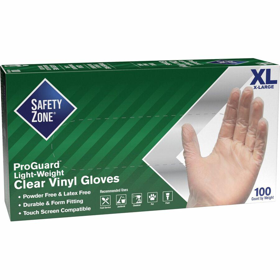Safety Zone Powder Free Clear Vinyl Gloves - X-Large Size - Clear - Latex-free, DEHP-free, DINP-free, PFAS-free - For Food Preparation, Cleaning - 1000 / Carton - 9.25" Glove Length. Picture 3