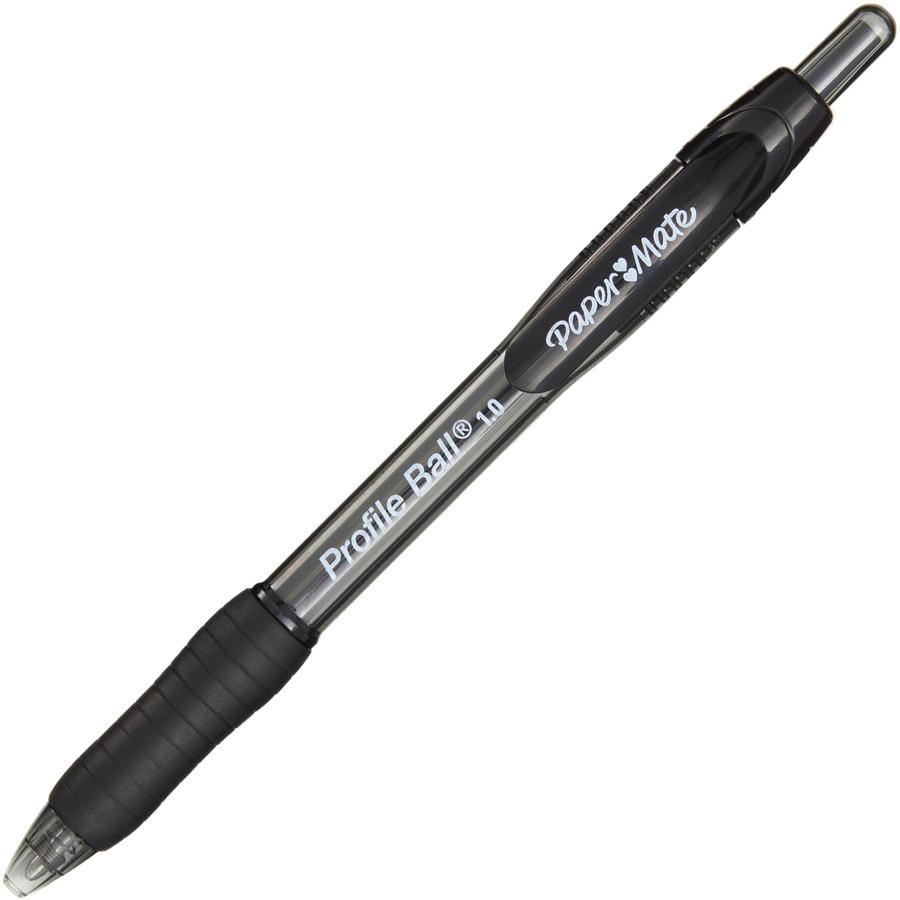 Paper Mate Profile 1.0mm Ballpoint Pens - Medium Pen Point - 1 mm Pen Point Size - Conical Pen Point Style - Retractable - Black - Black Barrel - 1 Dozen. Picture 3