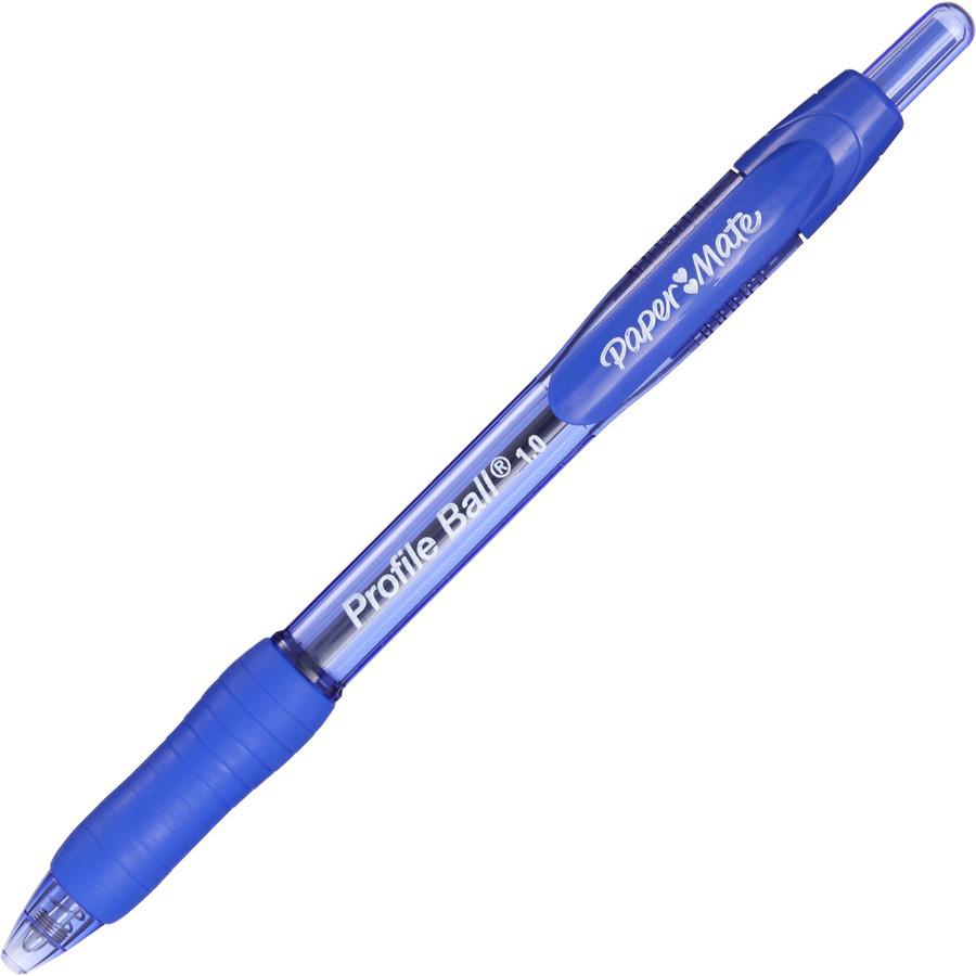 Paper Mate Profile 1.0mm Ballpoint Pens - Medium Pen Point - 1 mm Pen Point Size - Conical Pen Point Style - Retractable - Blue - Blue Barrel - 1 Dozen. Picture 6