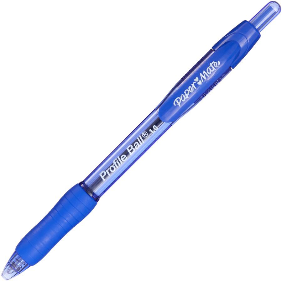 Paper Mate Profile 1.0mm Ballpoint Pens - Medium Pen Point - 1 mm Pen Point Size - Conical Pen Point Style - Retractable - Blue - Blue Barrel - 36 / Box. Picture 7