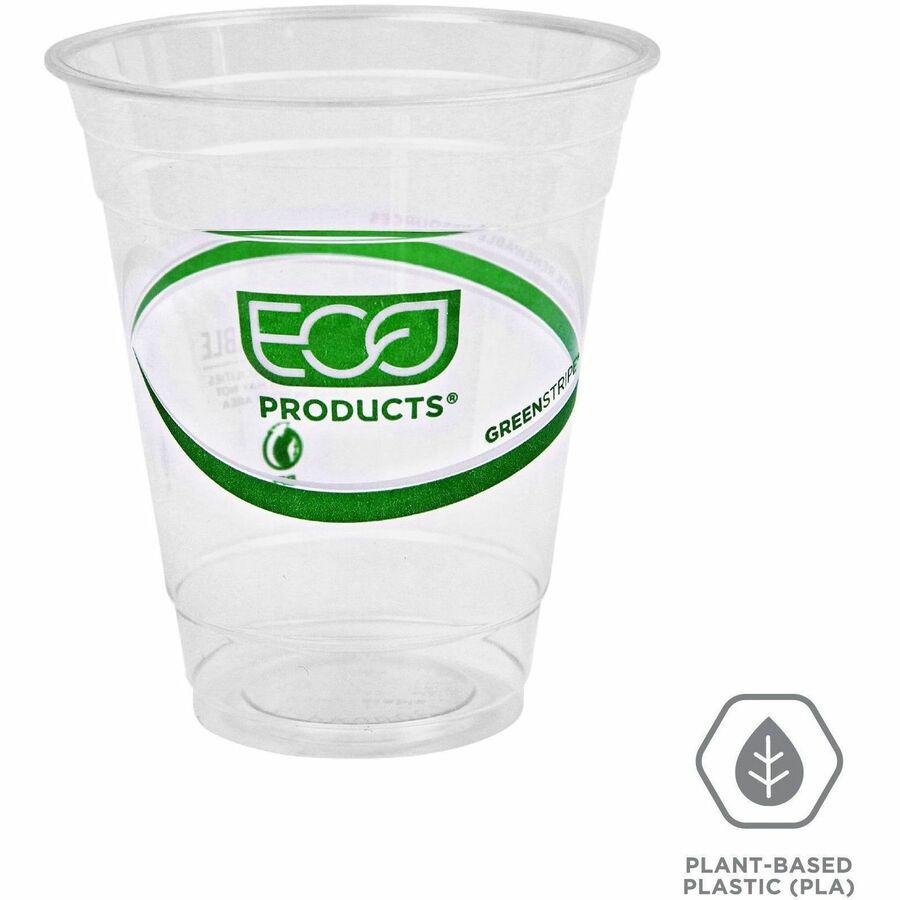 Eco-Products 12 oz GreenStripe Cold Cups - 50 / Pack - 20 / Carton - Clear, Green - Polylactic Acid (PLA) - Cold Drink. Picture 10