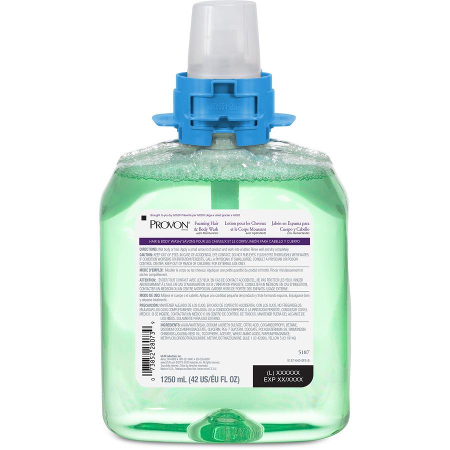 Provon FMX-12 Foaming Hair/Body Wash - Cucumber Melon Scent - 42.3 fl oz (1250 mL) - Kill Germs - Hair, Body - Green - Moisturizing - Rich Lather - 4 / Carton. Picture 4