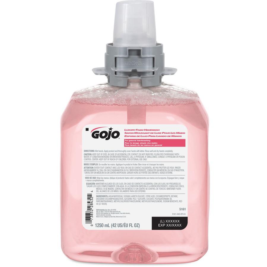 Gojo&reg; FMX-12 Refill Cranberry Luxury Foam Handwash - Cranberry Scent - 42.3 fl oz (1250 mL) - Hand - Amber - Drip-free, Antibacterial-free, Bio-based - 4 / Carton. Picture 5