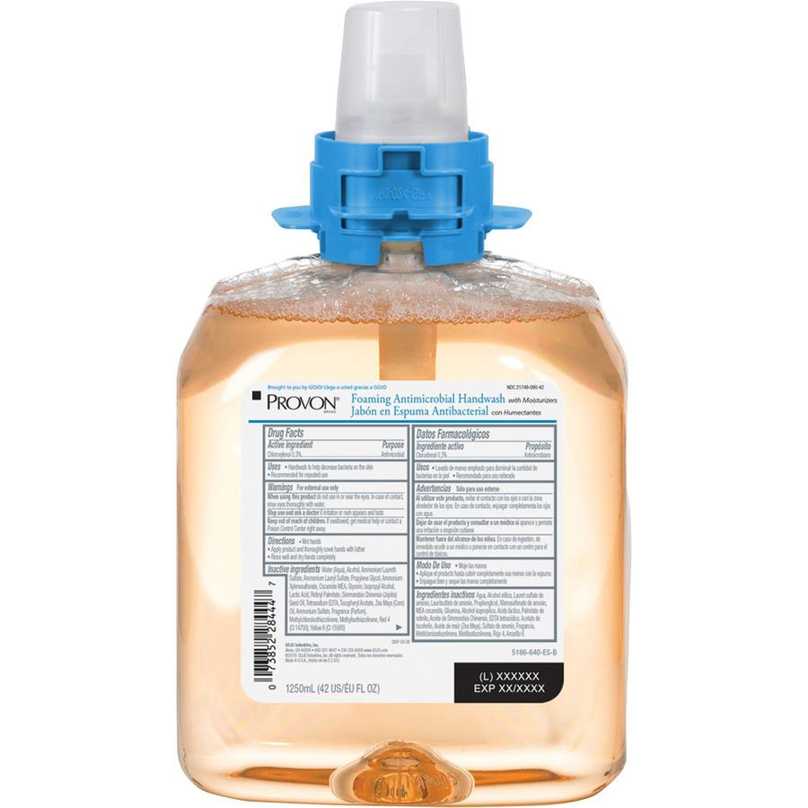 Provon FMX-12 Foaming Antimicrobial Handwash - Fruity ScentFor - 42.3 fl oz (1250 mL) - Kill Germs, Bacteria Remover - Hand - Moisturizing - Amber - Rich Lather - 4 / Carton. Picture 4