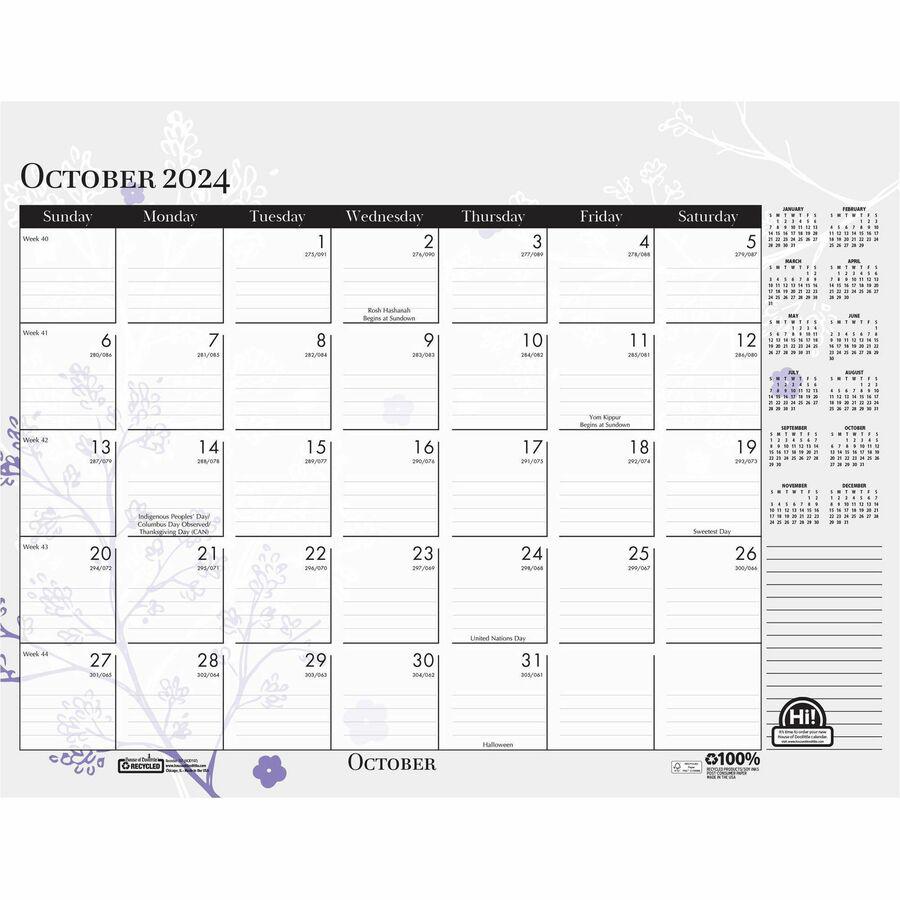 House of Doolittle Wild Flower Monthly Desk Pad - Julian Dates - Monthly - 12 Month - January - December - 1 Month Single Page Layout - Leatherette - Desk Pad - Multi, Black - Leatherette, Chipboard -. Picture 18