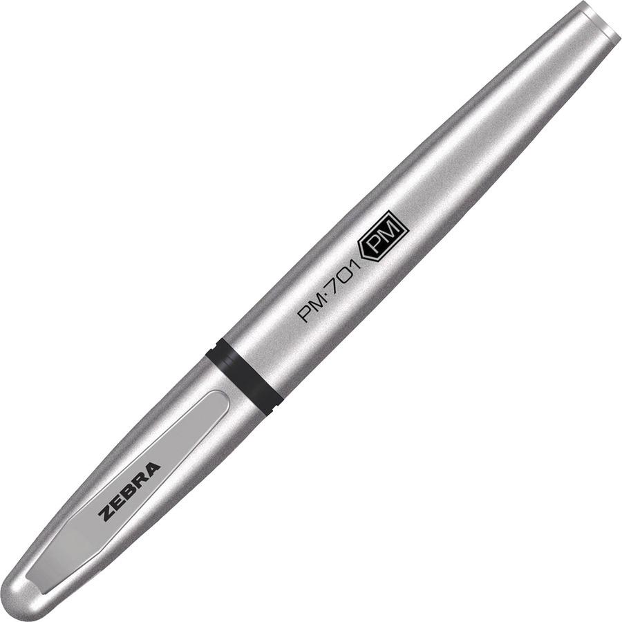 Zebra Pen Fine Bullet Tip PM-701 Permanent Marker - Fine Marker Point - Bullet Marker Point Style - Refillable - Black Alcohol Based Ink - Stainless Steel Stainless Steel Barrel - 1 / Pack. Picture 3