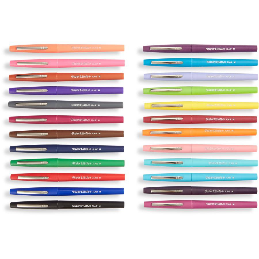 Paper Mate Flair Porous Point Pen - Medium Pen Point - 0.7 mm Pen Point Size - Bullet Pen Point Style - Black, Blue, Cranberry, Green, Guava, Lime, Magenta, Mocha, Navy, Orchid, Papaya, ... - Assorted. Picture 6