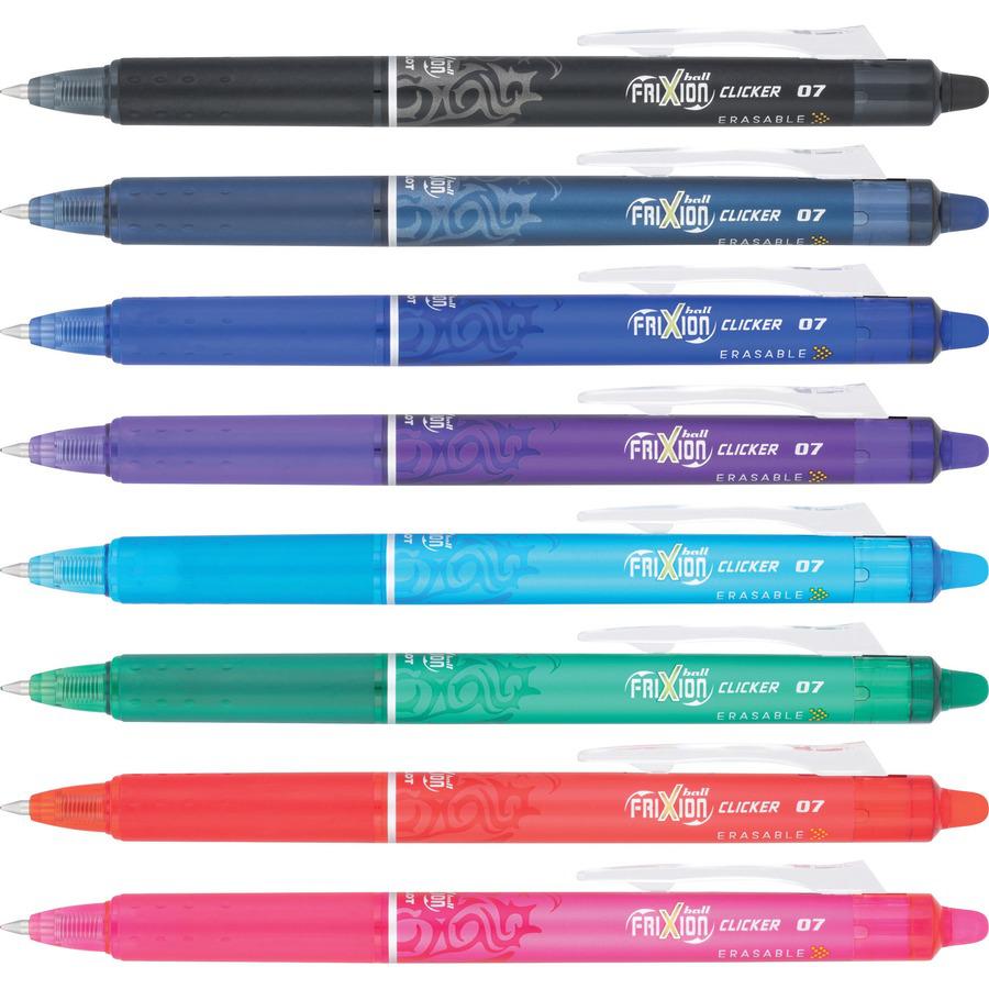 FriXion Erasable Gel Pen - Fine Pen Point - 0.7 mm Pen Point Size - Retractable - Pink, Red, Green, Turquoise, Blue, Purple, Navy, Black Water Based, Gel-based Ink - Translucent Barrel - 8 / Pack. Picture 2