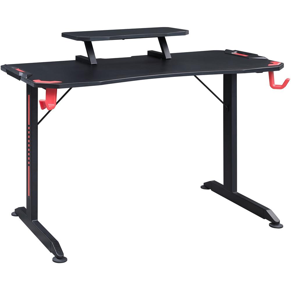 Lorell Gaming Desk - Powder Coated Base - 127 lb Capacity - 36" Height x 48" Width x 26" Depth - Assembly Required - Black - Medium Density Fiberboard (MDF), Polyvinyl Chloride (PVC), Melamine, Carbon. Picture 9