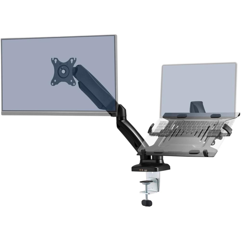 Lorell Mounting Arm for Monitor - Black - Height Adjustable - 2 Display(s) Supported - 14.30 lb Load Capacity - 75 x 75, 100 x 100 - 1 Each. Picture 3
