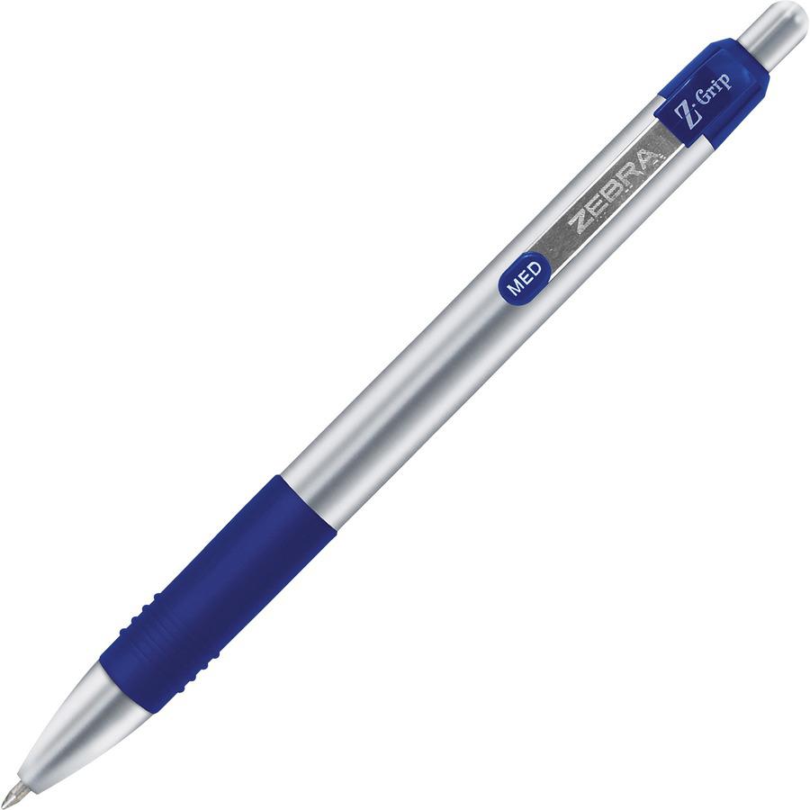 Zebra Pen Z-Grip Elite Metal Retractable Ballpoint Pen - Bold Pen Point - 1 mm Pen Point Size - Retractable - Blue Gel-based Ink - 1 Dozen. Picture 3