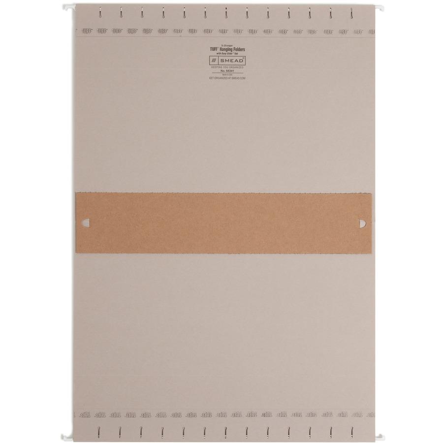 Smead TUFF 1/3 Tab Cut Legal Recycled Hanging Folder - 8 1/2" x 14" - 3" Expansion - Top Tab Location - Assorted Position Tab Position - Steel Gray - 10% Recycled - 18 / Box. Picture 8