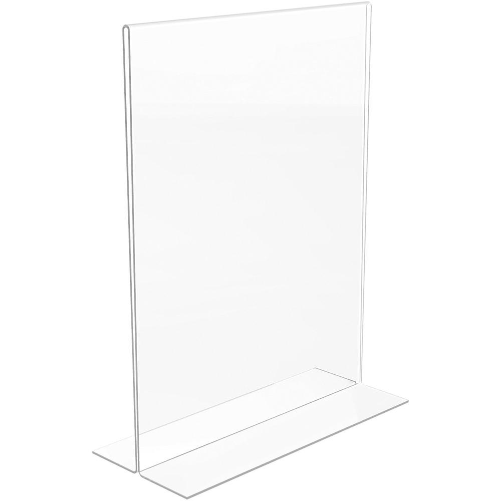 Lorell T-base Standing Sign Holders - Support 8.50" x 11" Media - Acrylic - 2 / Pack - Clear. Picture 3