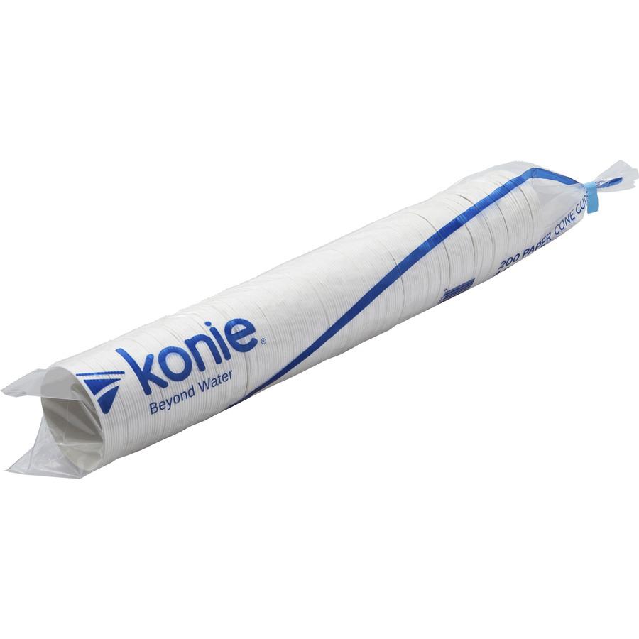 Konie 4 oz Paper Cone Cups - 200 / Bag - Cone - 25 / Carton - White - Paper - Cold Drink, Water. Picture 2