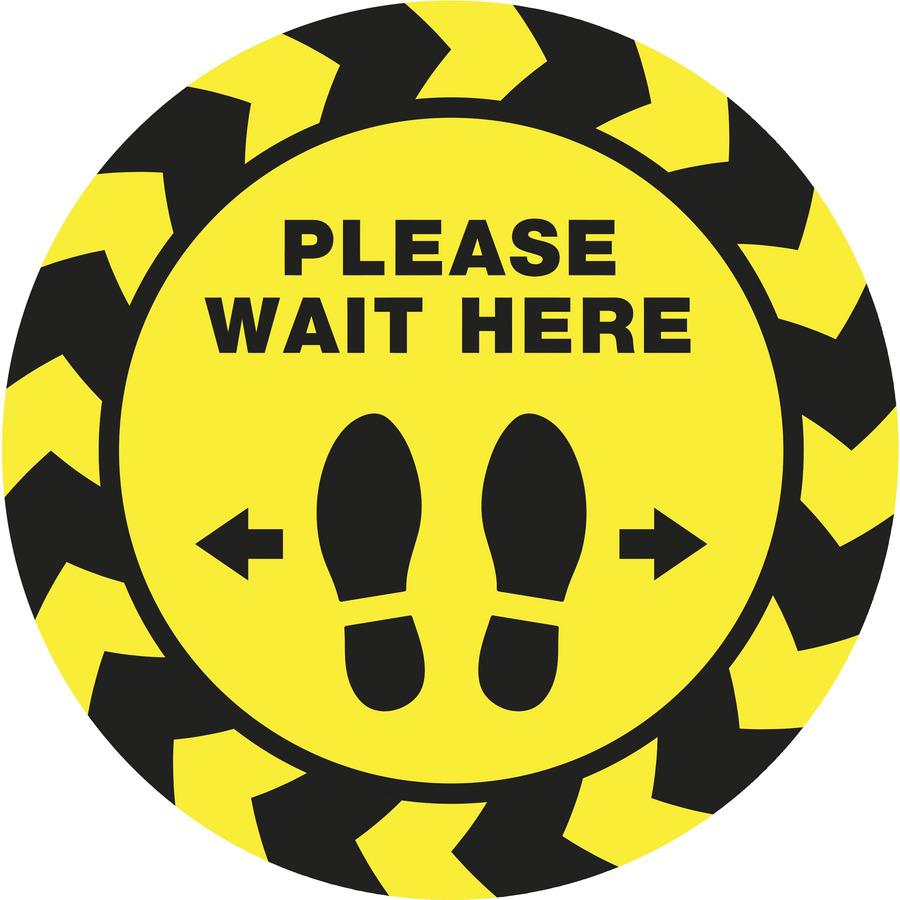 Avery&reg; PLEASE WAIT HERE Distancing Floor Decals - 5 - PLEASE WAIT HERE Print/Message - Round Shape - Pre-printed, Tear Resistant, Wear Resistant, Non-slip, Water Resistant, UV Coated, Durable, Rem. Picture 3