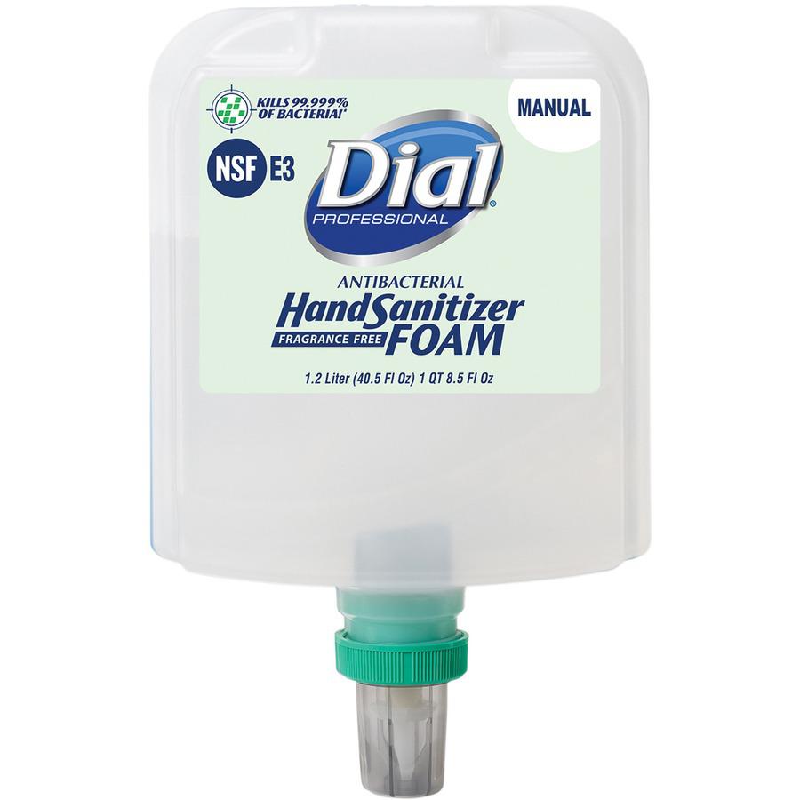 Dial Hand Sanitizer Foam Refill - 40.5 fl oz (1197.7 mL) - Bacteria Remover - Healthcare, Restaurant, School, Office, Daycare - Clear - Dye-free, Fragrance-free - 3 / Carton. Picture 3