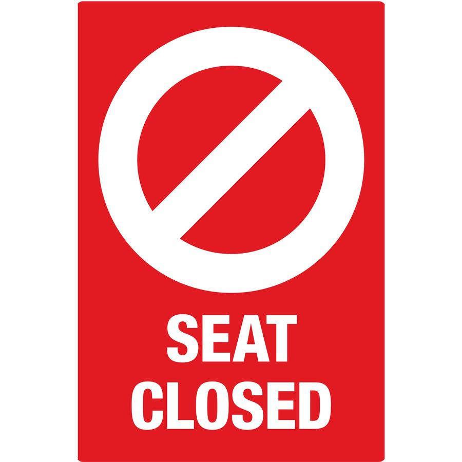 Avery&reg; Surface Safe SEAT CLOSED Chair Decals - 10 / Pack - Seat Closed Print/Message - 4" Width x 6" Height - Rectangular Shape - Water Resistant, Pre-printed, Chemical Resistant, Abrasion Resista. Picture 3