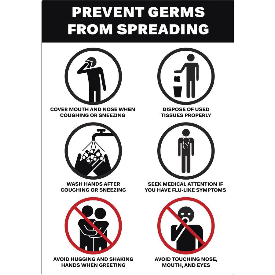 Avery&reg; Surface Safe PREVENT GERMS Wall Decals - 5 / Pack - Prevents Germs from Spreading Print/Message - 7" Width x 10" Height - Rectangular Shape - Water Resistant, Pre-printed, Chemical Resistan. Picture 6