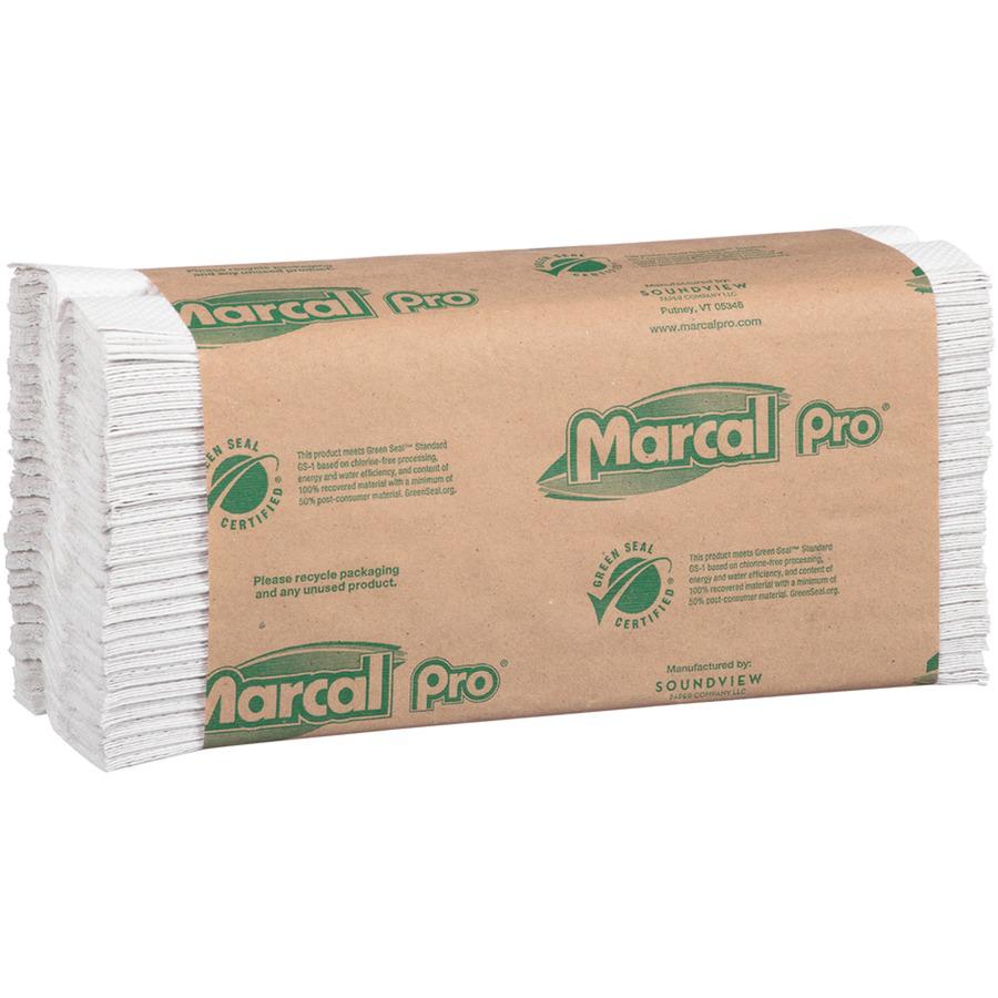 Marcal Recycled Center-Fold Paper Towels - 1 Ply - C-fold - 12.87" x 10.12" - 150 Sheets/Roll - White - Paper - 150 Per Bundle - 16 / Carton. Picture 4