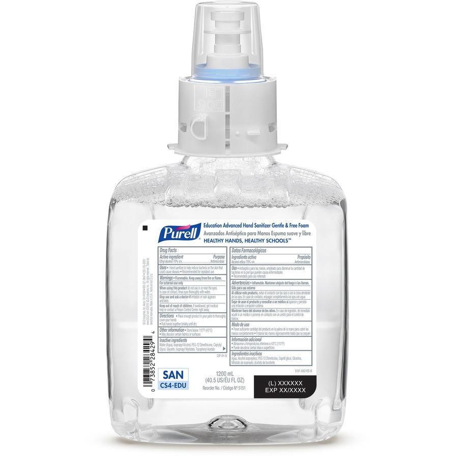 PURELL&reg; Hand Sanitizer Foam Refill - 40.6 fl oz (1200 mL) - Kill Germs - School, Hand - Dye-free, Fragrance-free, Hygienic - 4 / Carton. Picture 3