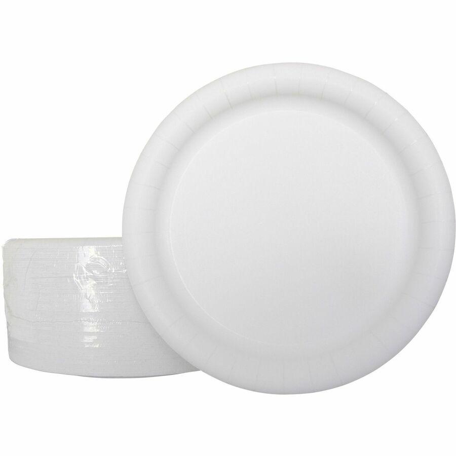 AJM 9" Dinnerware Paper Plates - Disposable - 9" Diameter - White - Paper Body - 125 / Pack. Picture 8