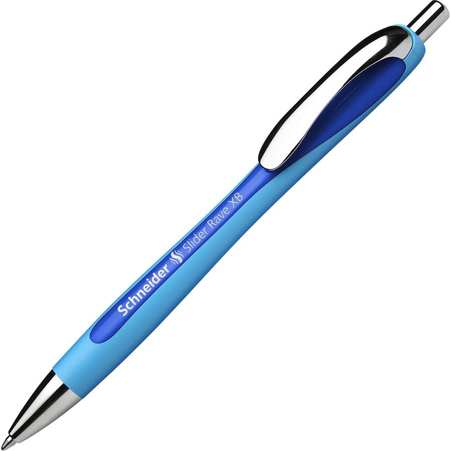 Schneider Slider Rave XB Ballpoint Pen - Extra Broad Pen Point - 1.4 mm Pen Point Size - Retractable - Blue - Blue Rubberized, Light Blue Barrel - Stainless Steel Tip - 5 / Pack. Picture 5
