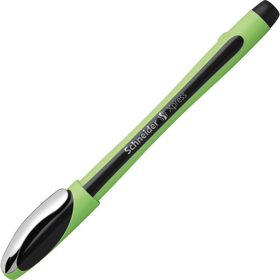 Schneider Xpress Fineliner Pen - Medium Pen Point - 0.8 mm Pen Point Size - Black - Black Rubberized, Green Barrel - Stainless Steel Tip - 10 / Pack. Picture 10