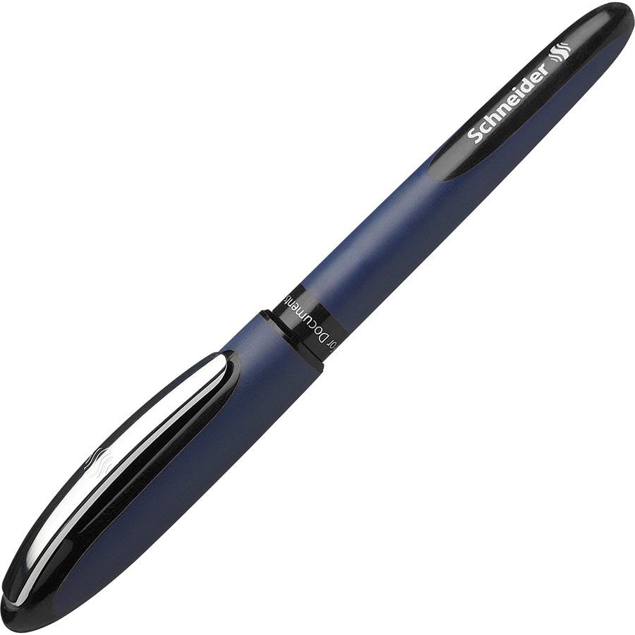 Schneider One Business Rollerball - Medium Pen Point - 0.6 mm Pen Point Size - Black - Black, Dark Blue Barrel - 10 / Pack. Picture 8