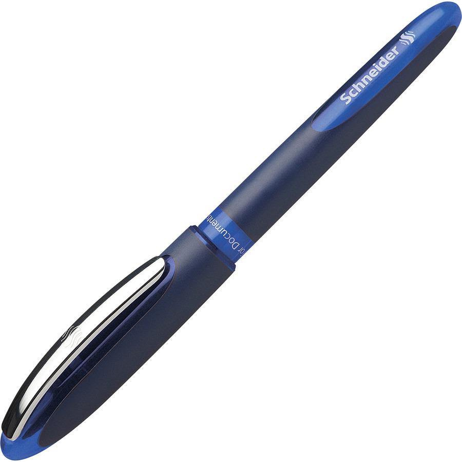 Schneider One Business Rollerball - Medium Pen Point - 0.6 mm Pen Point Size - Blue - Blue, Dark Blue Barrel - 10 / Pack. Picture 8