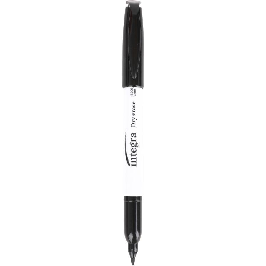 Integra Dry-Erase Markers - Fine Marker Point - Bullet Marker Point Style - Black Alcohol Based Ink - Fiber Tip - 12 / Dozen. Picture 5