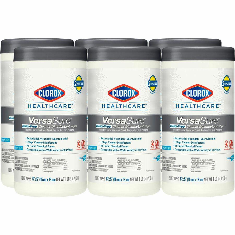 Clorox Healthcare VersaSure Disinfectant Wipes - Ready-To-Use 6.75" Width x 8" Length - 150 / Carton - 6 / Carton - White. Picture 18