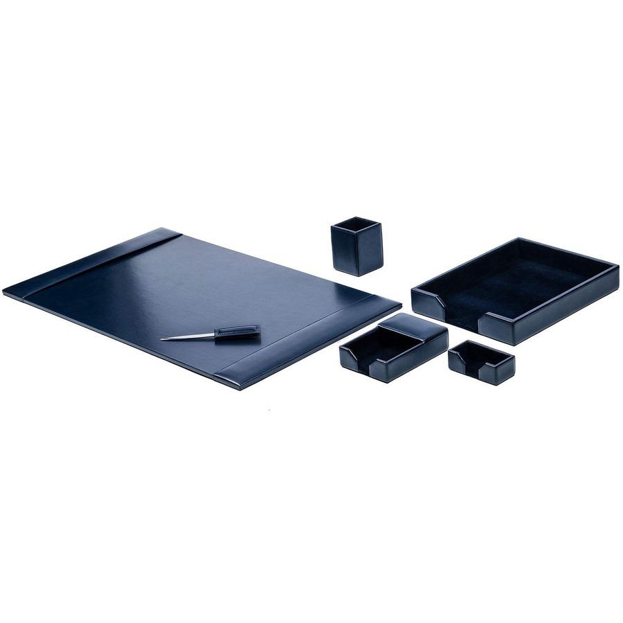 Dacasso Bonded Leather Desk Set - Leather, Velveteen - Navy Blue - 1 Each. Picture 8