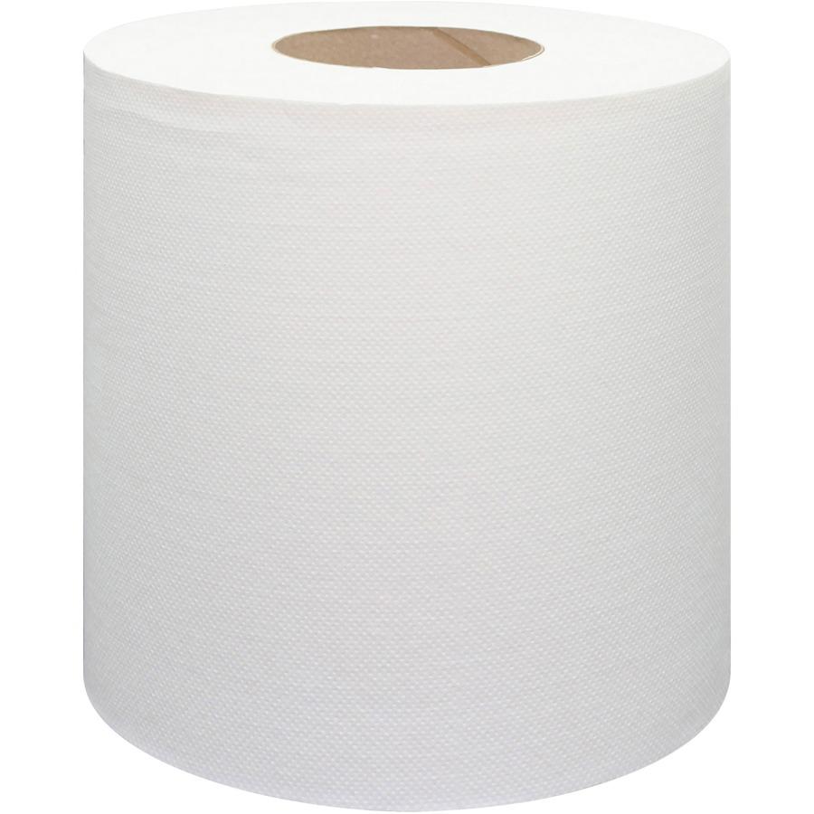 Genuine Joe Centerpull Towel Rolls - 600 Sheets/Roll - White - Virgin Fiber - 6 / Carton. Picture 10