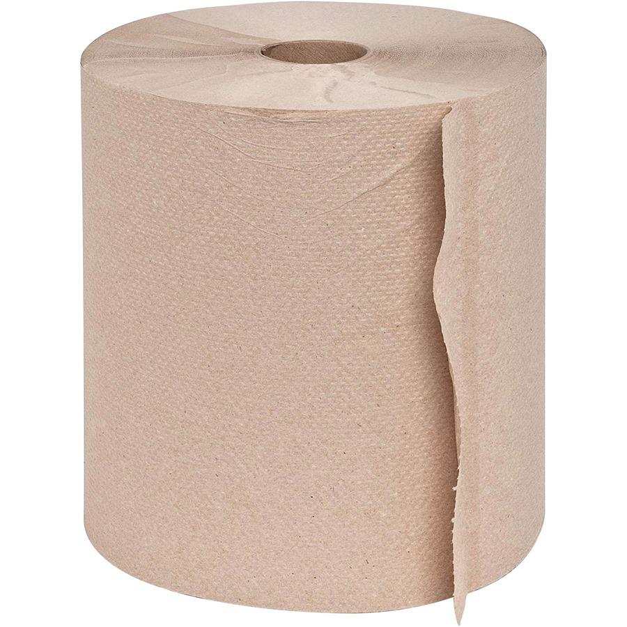 Genuine Joe Embossed Hardwound Roll Towels - 7.88" x 600 ft - 2" Core - Brown - 12 / Carton. Picture 4