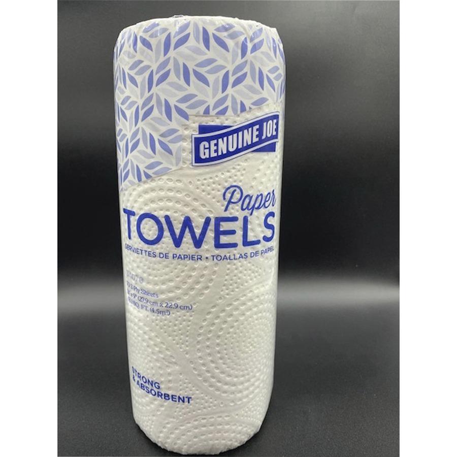 Genuine Joe 2-ply Paper Towel Rolls - 2 Ply - 9" x 11" - 70 Sheets/Roll - White - Paper - 15 / Carton. Picture 8