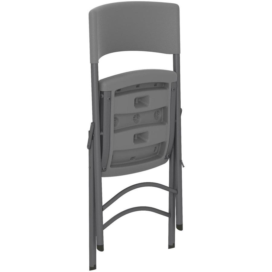 Cosco Zown Classic Commercial Resin Folding Chair - Gray Seat - Gray Back - Gray Steel, High Density Resin, High-density Polyethylene (HDPE) Frame - Four-legged Base - 4 / Carton. Picture 11