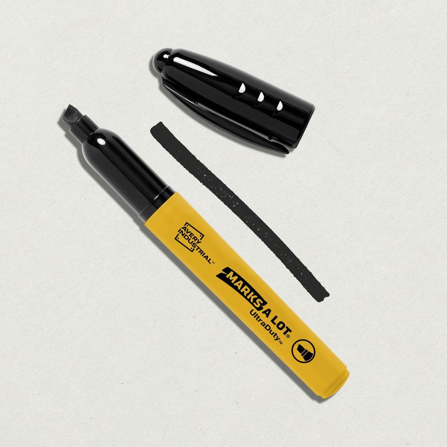 Avery&reg; Ultra Duty Marks-A-Lot Permanent Markers - 5mm Marker Point Size - Chisel Marker Point Style - Black - 12 / Carton. Picture 7