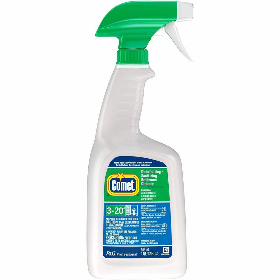 Comet Disinfecting Bath Cleaner - Ready-To-Use - 32 fl oz (1 quart) - Citrus Scent - 6 / Carton - Disinfectant, Scrub-free, Non-abrasive, Rinse-free - Green. Picture 3
