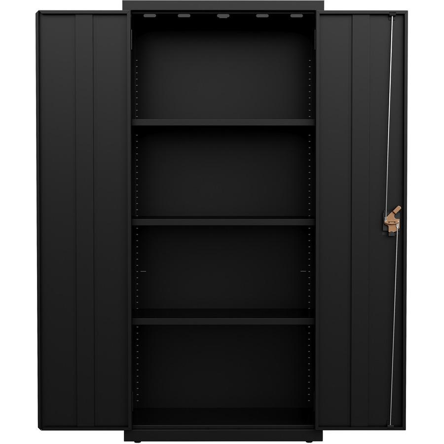 Lorell Slimline Storage Cabinet - 30" x 15" x 66" - 4 x Shelf(ves) - 720 lb Load Capacity - Durable, Welded, Nonporous Surface, Recessed Handle, Removable Lock, Locking System - Black - Baked Enamel -. Picture 5