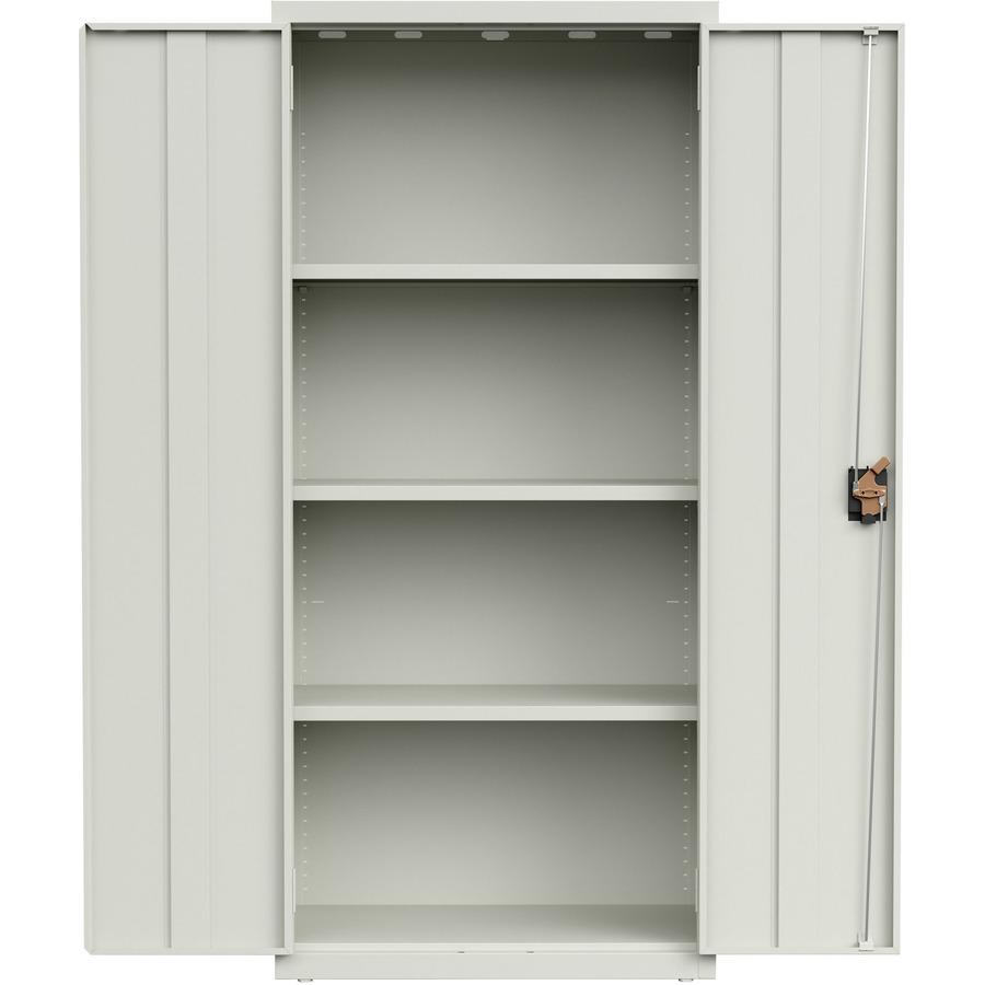Lorell Fortress Series Slimline Storage Cabinet - 30" x 15" x 66" - 4 x Shelf(ves) - 720 lb Load Capacity - Durable, Welded, Nonporous Surface, Recessed Handle, Removable Lock, Locking System - Light . Picture 4