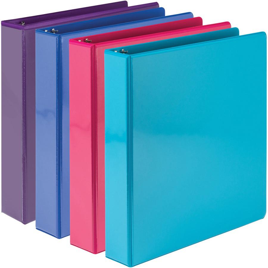 Samsill Durable View Binders - 1 1/2" Binder Capacity - 350 Sheet Capacity - D-Ring Fastener(s) - Chipboard, Polypropylene - Assorted - Recycled - Clear Overlay, Durable, Non-glare, PVC-free, Non-stic. Picture 3
