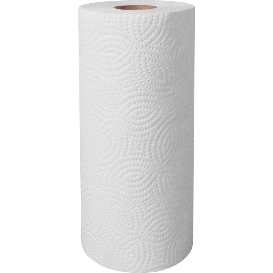 Genuine Joe Kitchen Paper Towels - 2 Ply - 140 Sheets/Roll - White - 6 Rolls Per Container - 4 / Carton. Picture 5