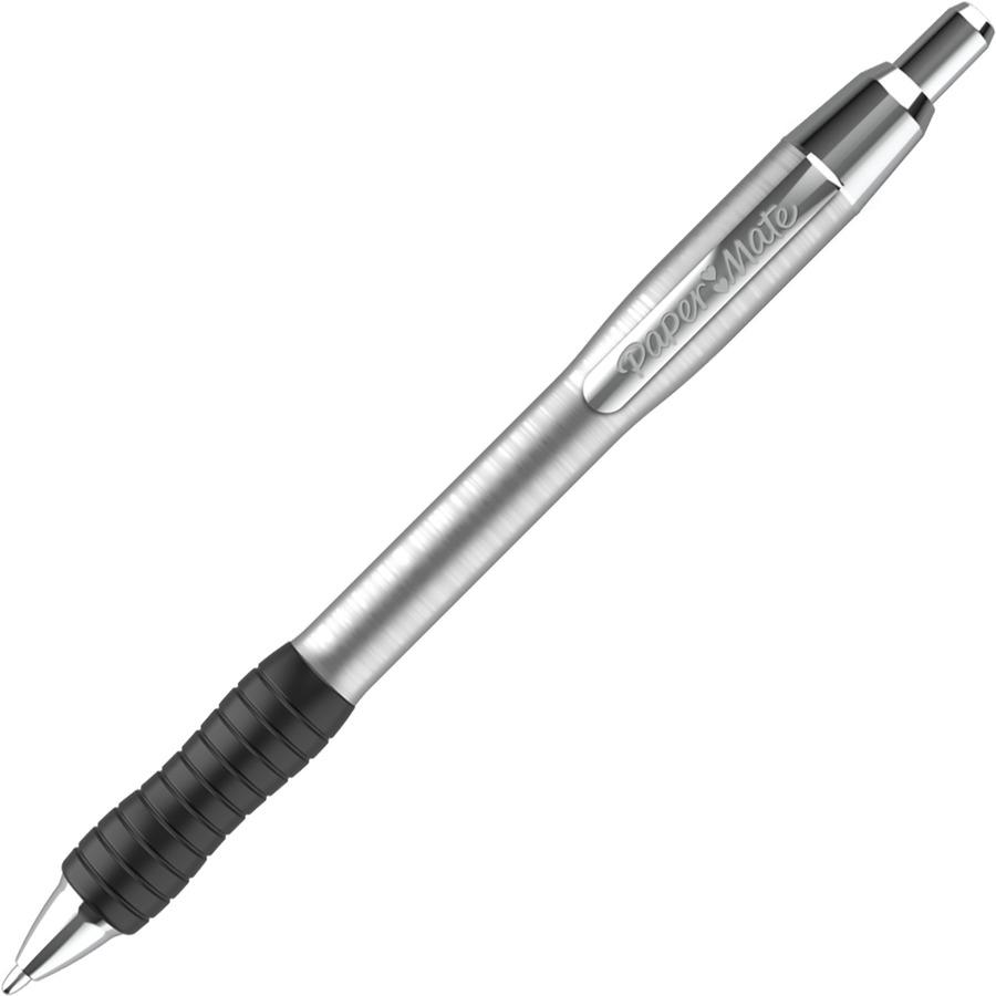 Paper Mate Profile Retractable Ballpoint Pens - 1 mm Pen Point Size - Retractable - Gray - Assorted Stainless Steel Barrel - 4 / Pack. Picture 4